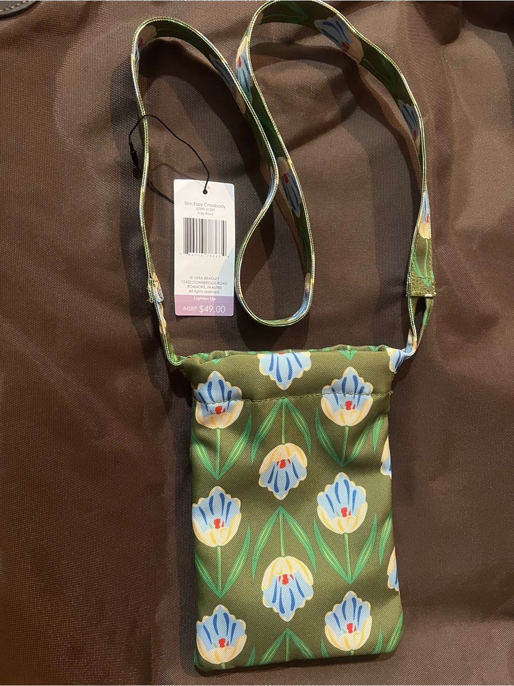 Vera Bradley TULIP ROWS Slim Easy Phone Pouch/bag Crossbody NEW
